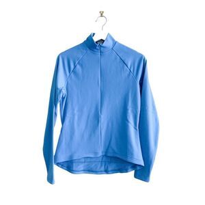 Mountain Equipment Co-Op Women's Hi Low 1/2 Zip Fleece Lined Pullover Blue Large